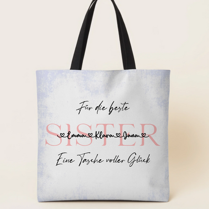 Tasche Mit Namen Personalisiert Schwester Pastel Lavender-Namen, Hintergrund & Wunschtext 1