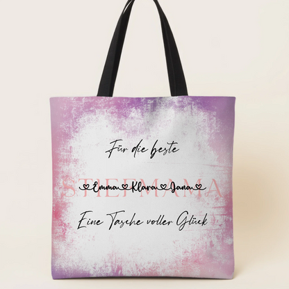 Tasche Mit Namen Personalisiert Stiefmama Watercolor Rosa 1