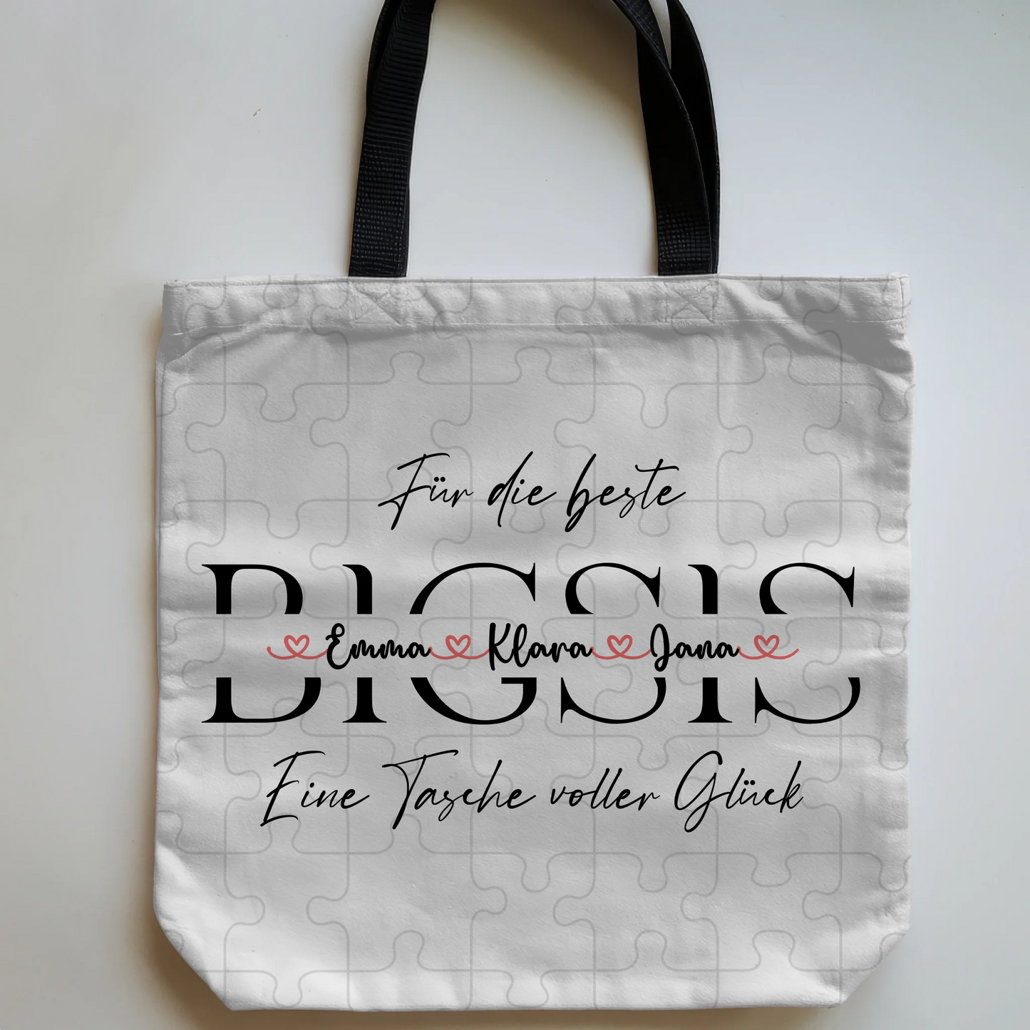 Tasche Mit Namen Personalisiert Schwester BIGSIS Pastell Flieder Grau Wunschtext 5