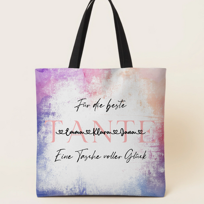 Tasche Mit Namen Personalisiert Watercolor Sunset Hintergrundbild für Tante mit Wunschtext 1