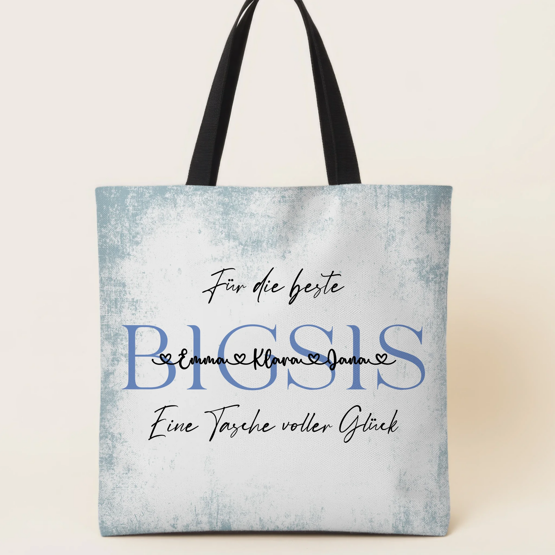 Tasche Mit Namen Personalisiert Pastel Blue Schwester BIGSIS-Hintergrundbild & Wunschtext 1