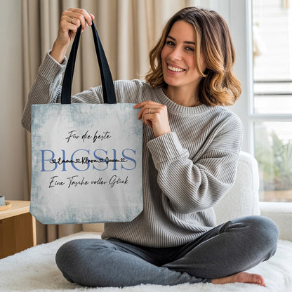 Tasche Mit Namen Personalisiert Pastel Blue Schwester BIGSIS-Hintergrundbild & Wunschtext 2