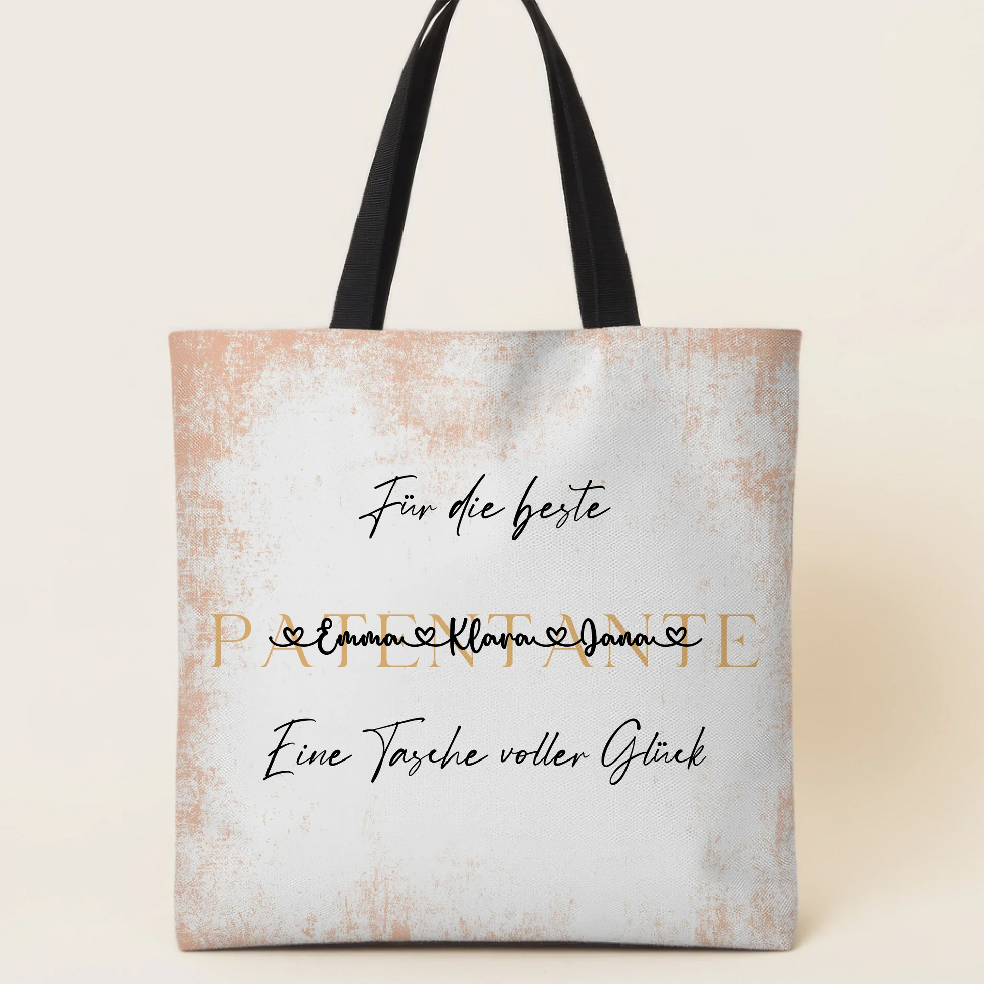 Tasche Mit Namen Personalisiert Patentante Pastel Coral Hintergrund & Wunschtext 1