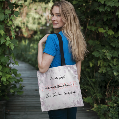 Tasche Mit Namen Personalisiert Cousine Eukalyptus Floral mit Hintergrundbild & Wunschtext 4