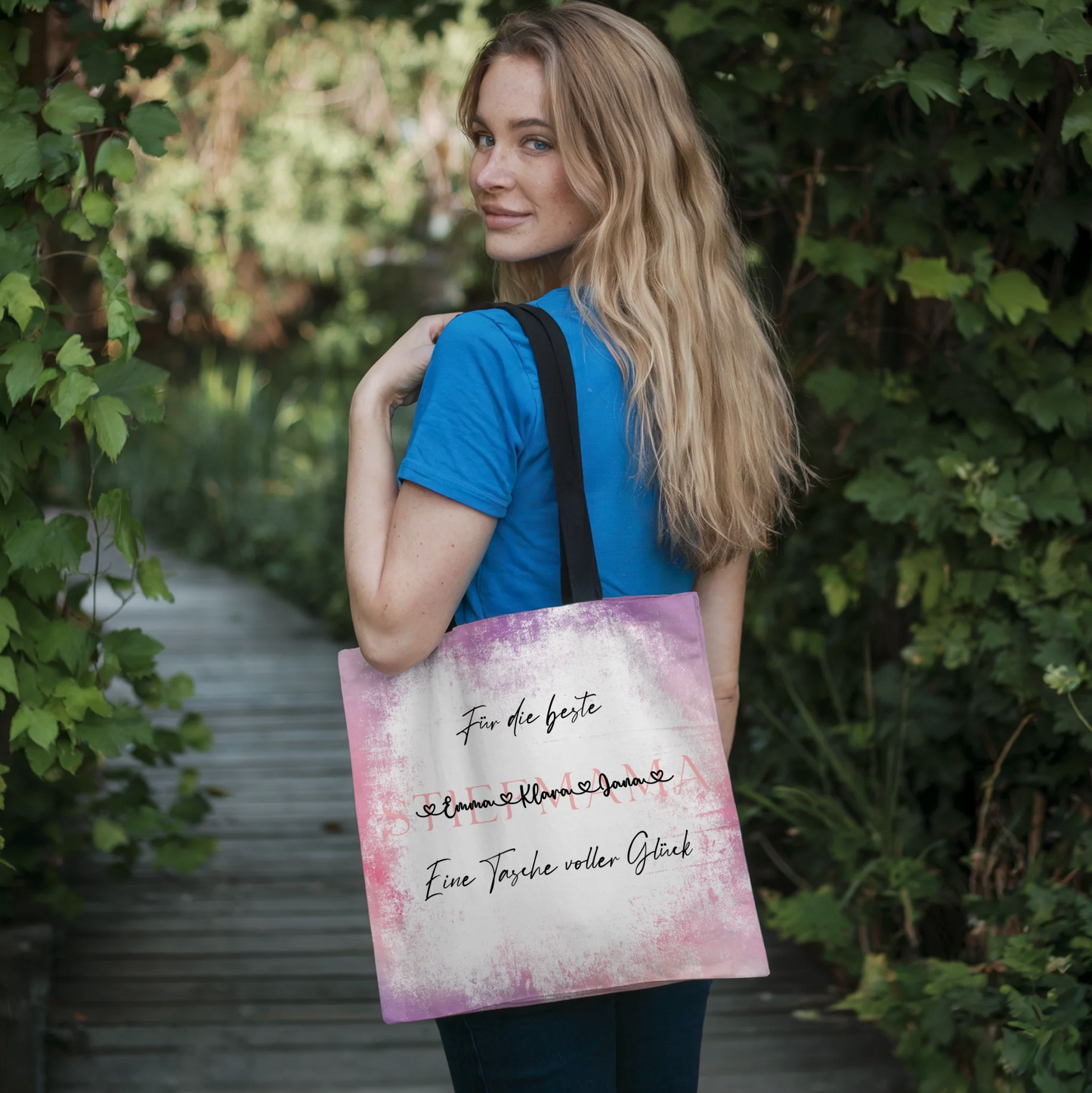 Tasche Mit Namen Personalisiert Stiefmama Watercolor Rosa 4