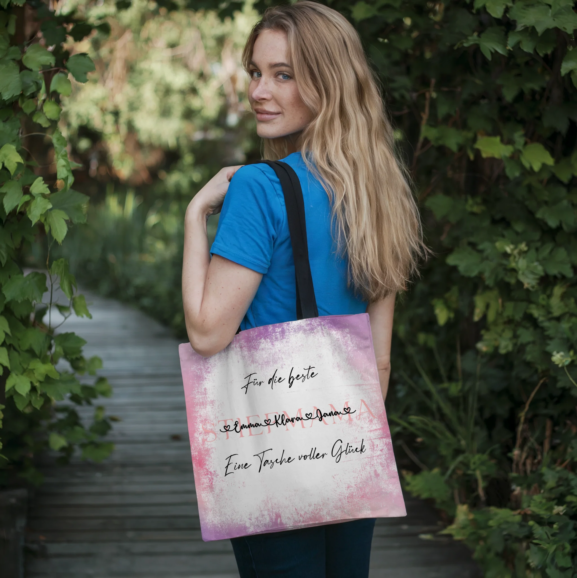 Tasche Mit Namen Personalisiert Stiefmama Watercolor Rosa 4