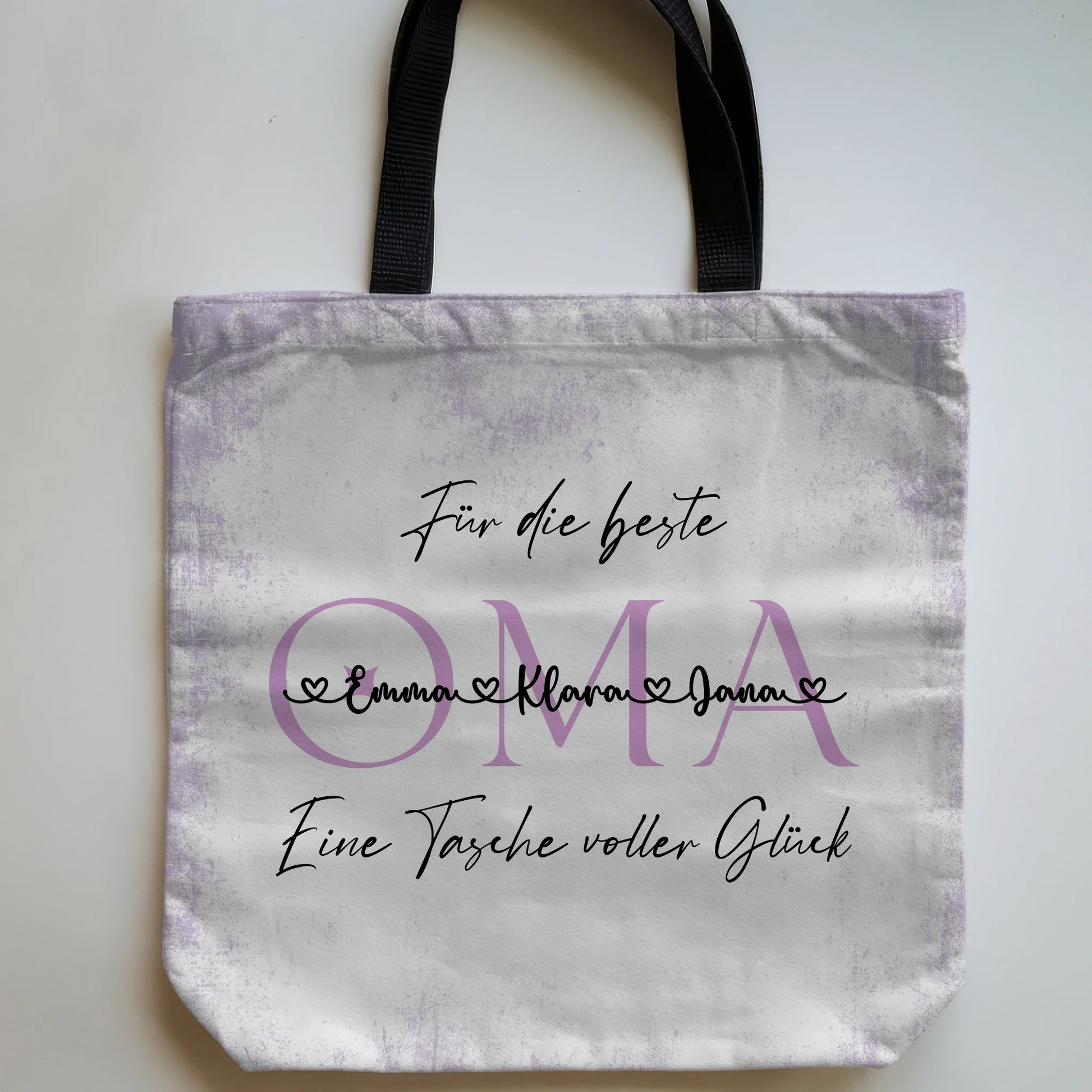 Personalisierte Tasche Oma Flieder mit Namen, Hintergrundbild & Wunschtext 5