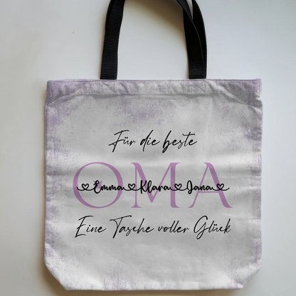 Personalisierte Tasche Oma Flieder mit Namen, Hintergrundbild & Wunschtext 5