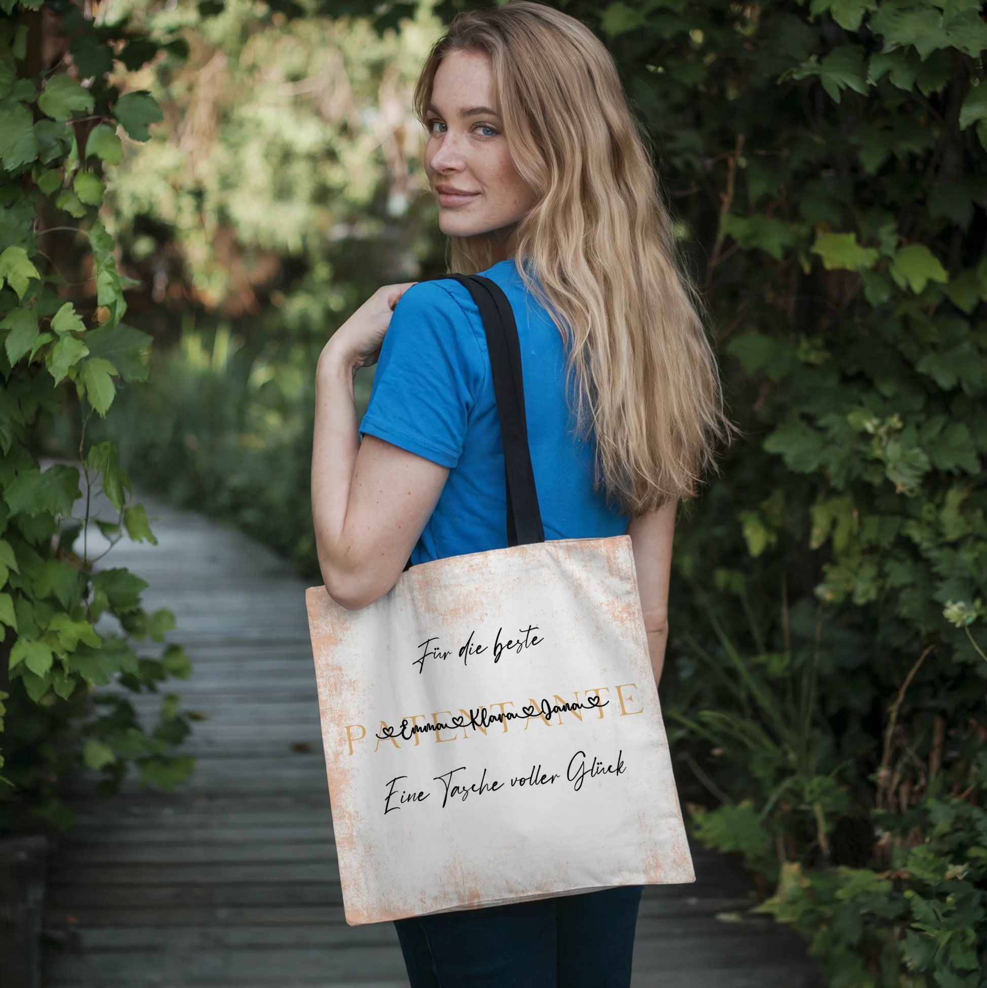 Tasche Mit Namen Personalisiert Patentante Pastel Coral Hintergrund & Wunschtext 4