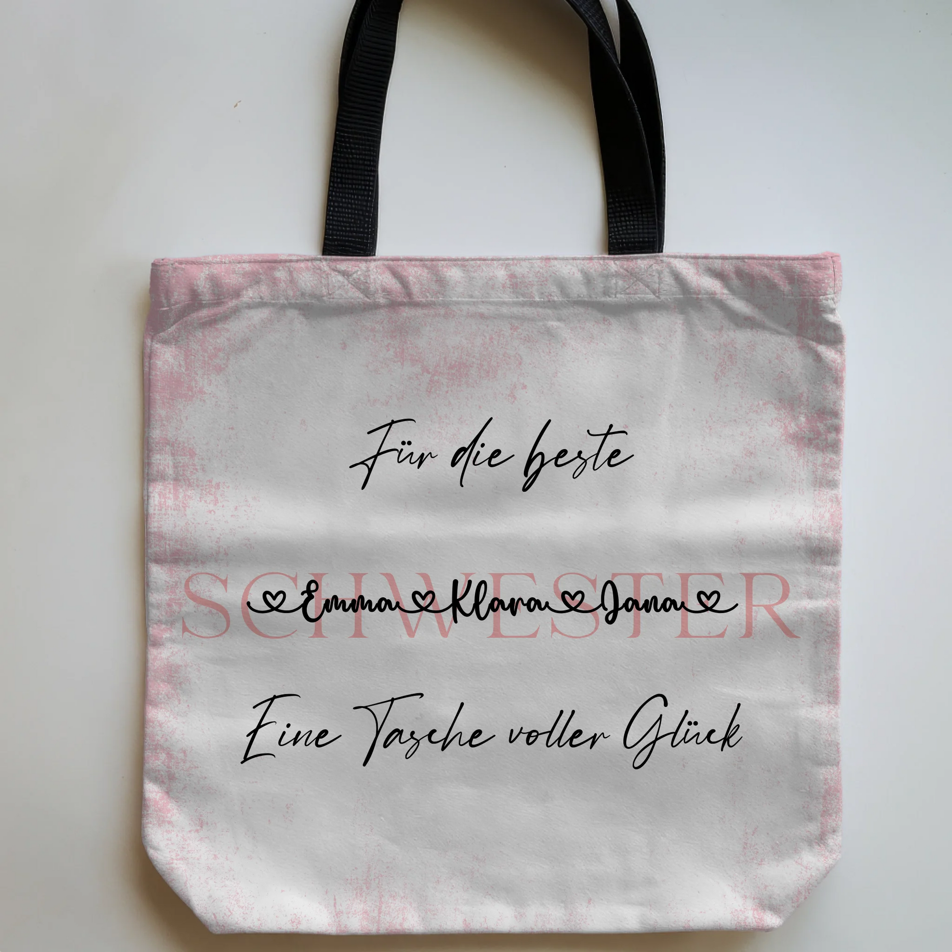 Tasche Mit Namen Personalisiert Schwester Pastell Lachs Rosa mit Wunschtext 5