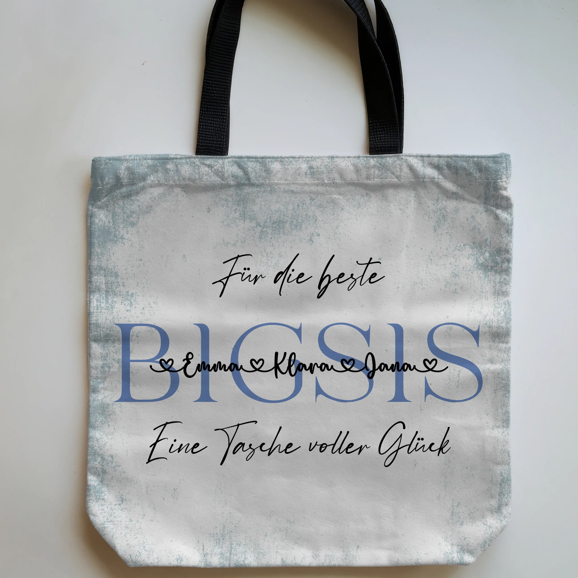 Tasche Mit Namen Personalisiert Pastel Blue Schwester BIGSIS-Hintergrundbild & Wunschtext 5