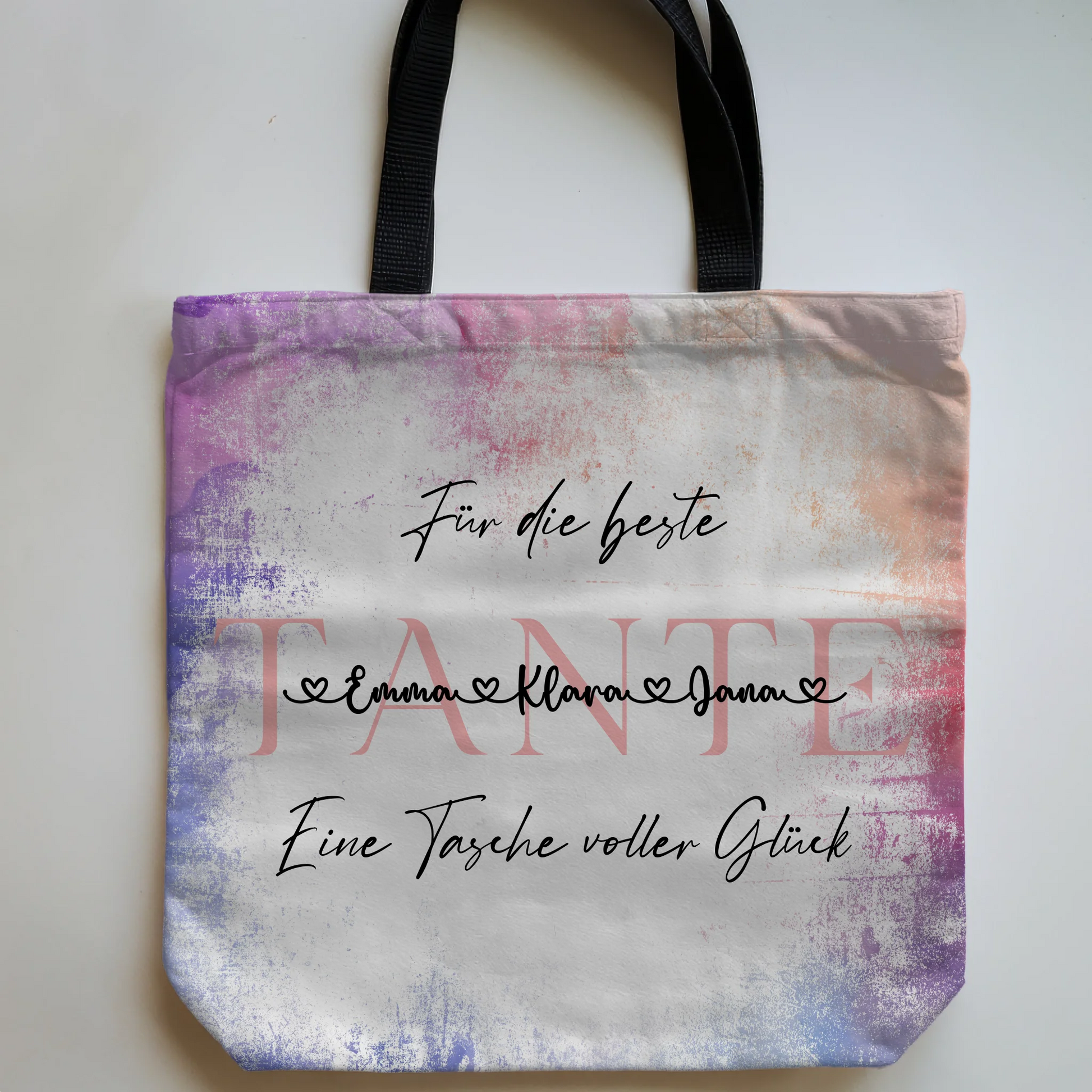 Tasche Mit Namen Personalisiert Watercolor Sunset Hintergrundbild für Tante mit Wunschtext 5