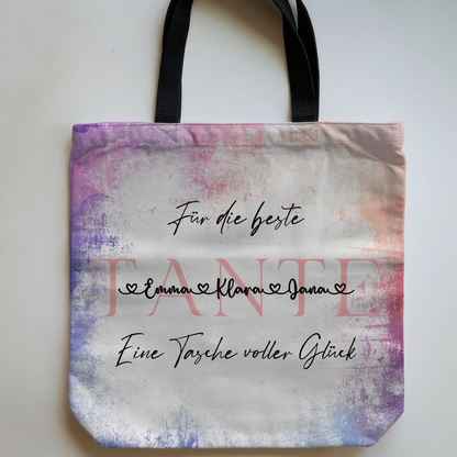 Tasche Mit Namen Personalisiert Watercolor Sunset Hintergrundbild für Tante mit Wunschtext 5