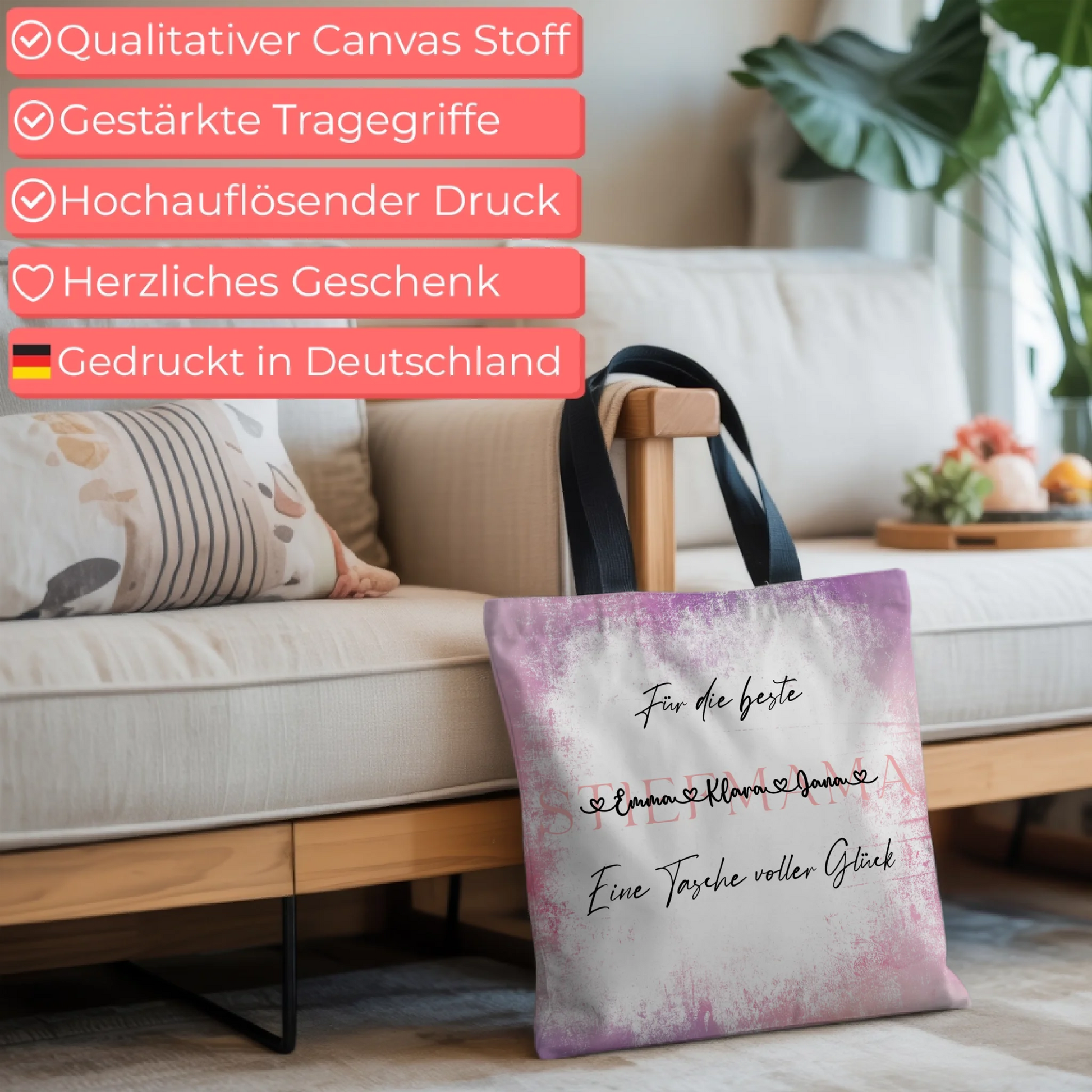 Tasche Mit Namen Personalisiert Stiefmama Watercolor Rosa 6