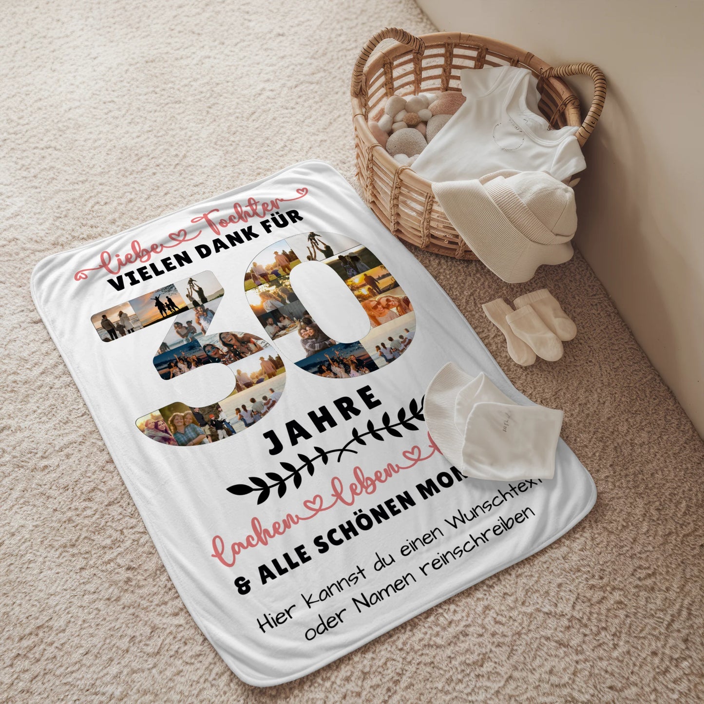 Personalisierte Decke Tochter 30 Geburtstag Fotos Wunschtext