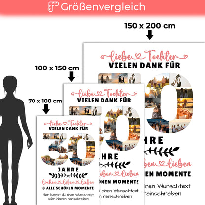 Personalisierte Decke Tochter 30 Geburtstag Fotos Wunschtext