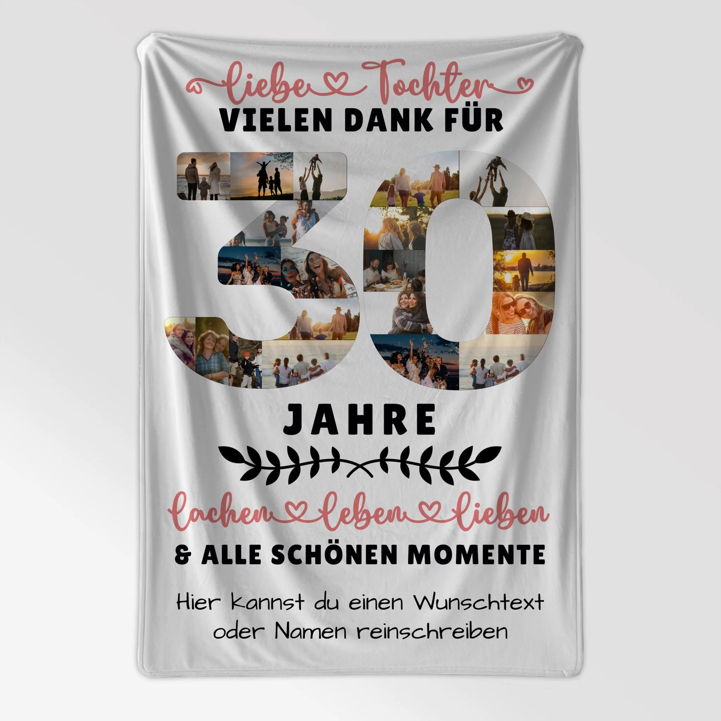 Personalisierte Decke Tochter 30 Geburtstag Fotos Wunschtext