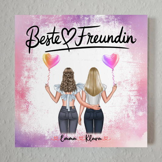 Freundinnen Bild Personalisiert Fotoboard 2 Clipart-Frauen, Namen & Spruch für Freundin