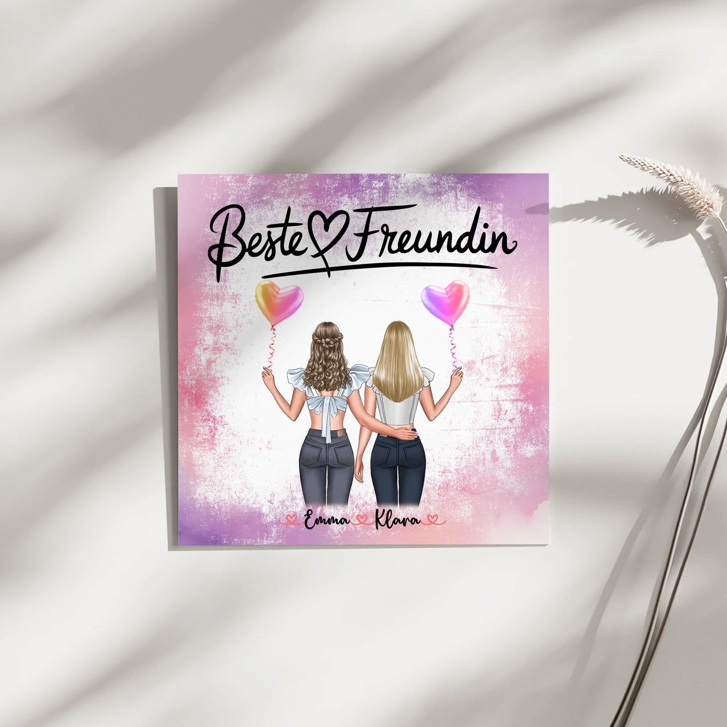 Freundinnen Bild Personalisiert Fotoboard 2 Clipart-Frauen, Namen & Spruch für Freundin