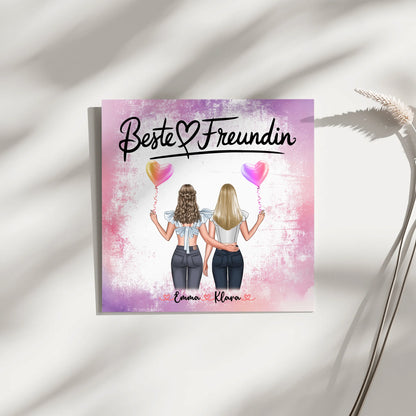 Freundinnen Bild Personalisiert Fotoboard 2 Clipart-Frauen, Namen & Spruch für Freundin