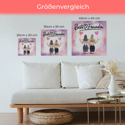 Freundinnen Bild Personalisiert Fotoboard 2 Clipart-Frauen, Namen & Spruch für Freundin