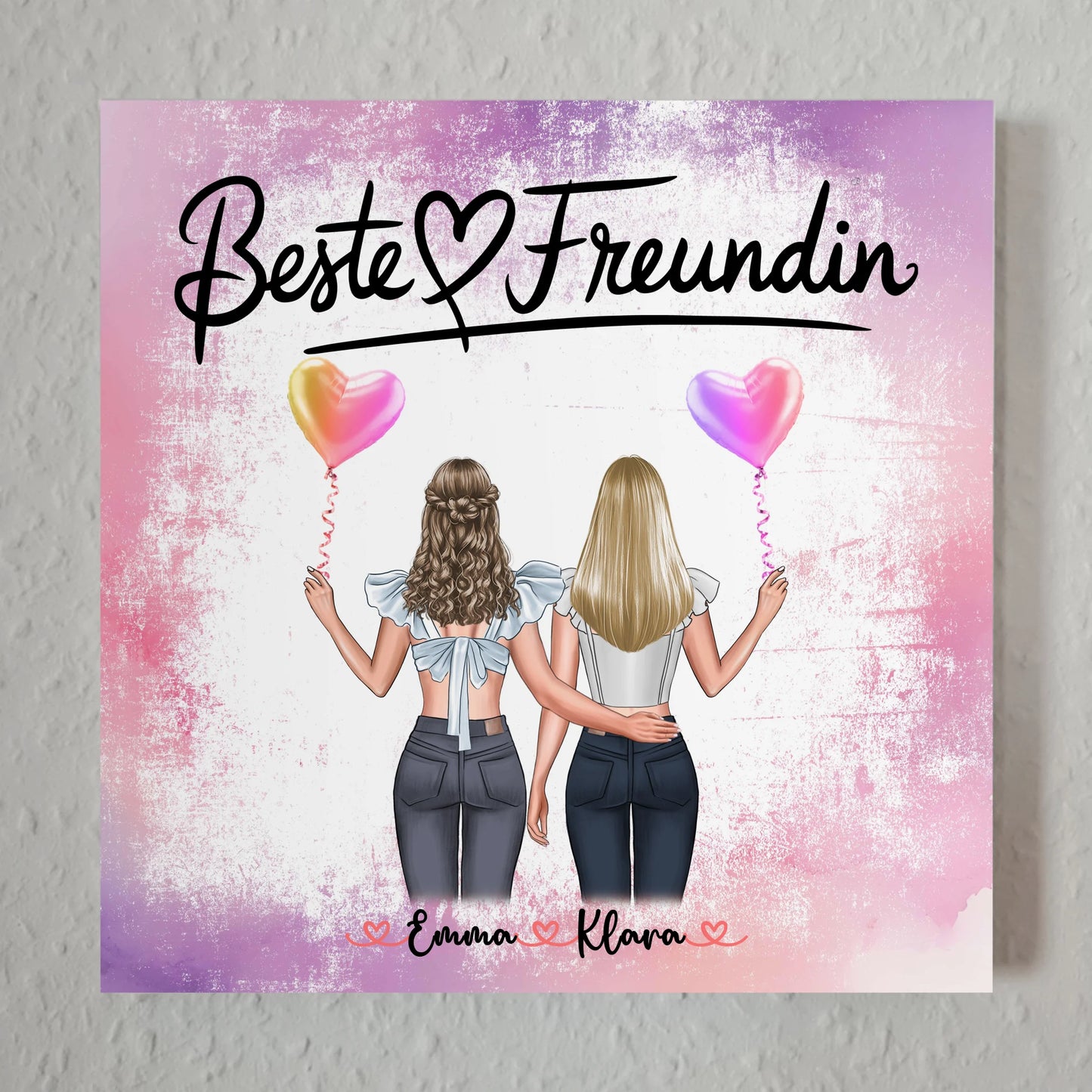Freundinnen Bild Personalisiert Fotoboard 2 Clipart-Frauen, Namen & Spruch für Freundin