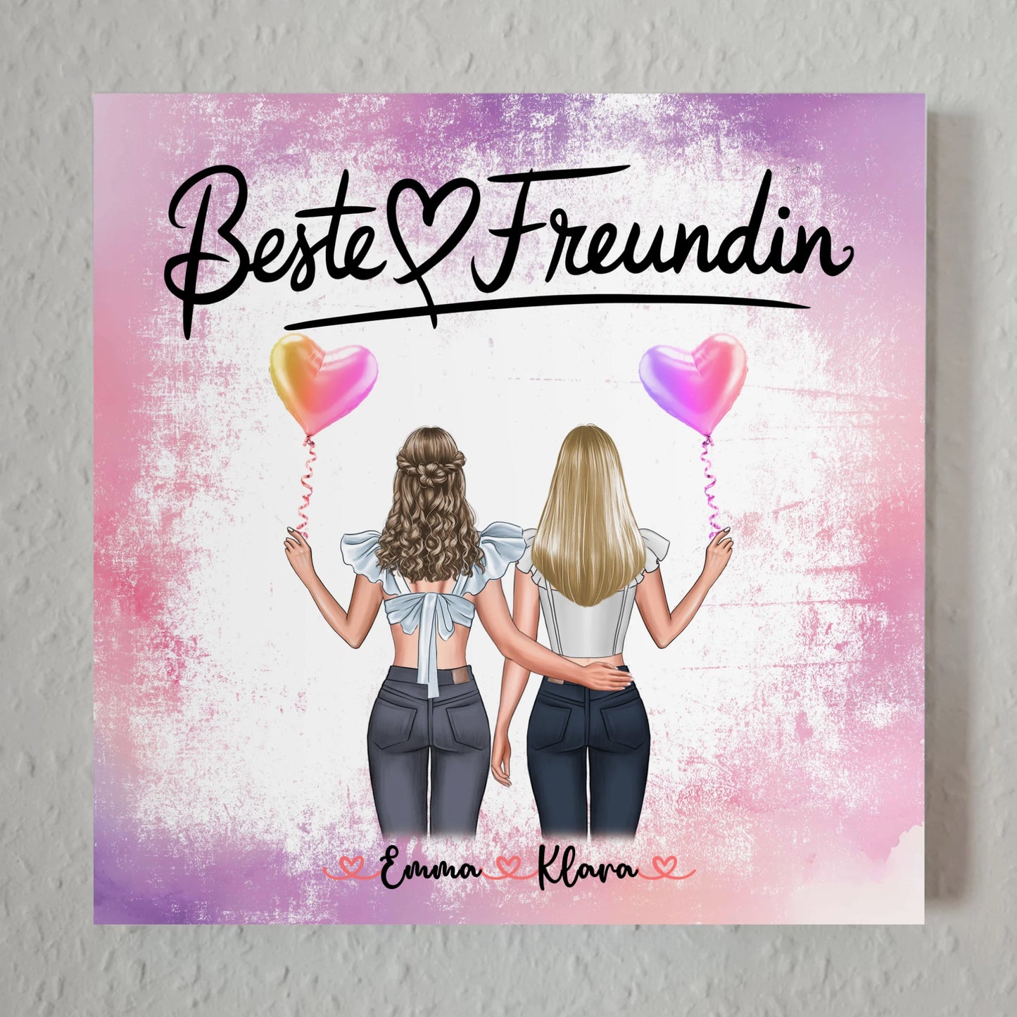Freundinnen Bild Personalisiert Fotoboard 2 Clipart-Frauen, Namen & Spruch für Freundin