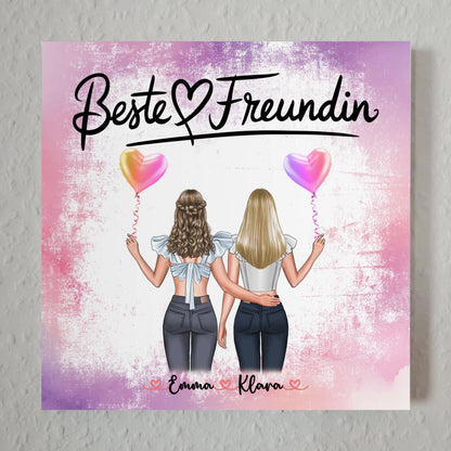 Freundinnen Bild Personalisiert Fotoboard 2 Clipart-Frauen, Namen & Spruch für Freundin