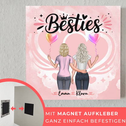 Beste Freundin Geschenk Fotoboard mit 2 Clipart Frauen, Namen, Hintergrundbild & Spruch