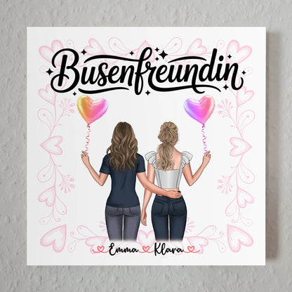 Beste Freundin Geschenk personalisiert mit 2 Clipart-Frauen, Namen & Spruch