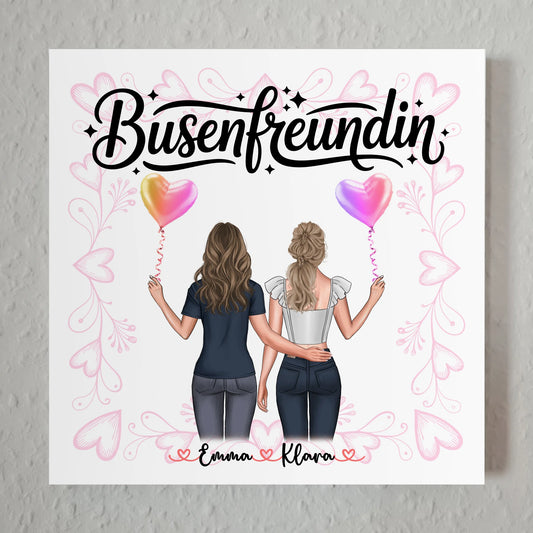 Beste Freundin Geschenk personalisiert mit 2 Clipart-Frauen, Namen & Spruch