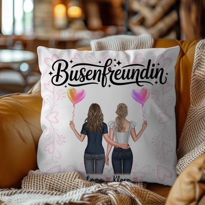 Beste Freundin Kissen Busenfreundin mit 2 Clipart Frauen, Namen & Wunschtext