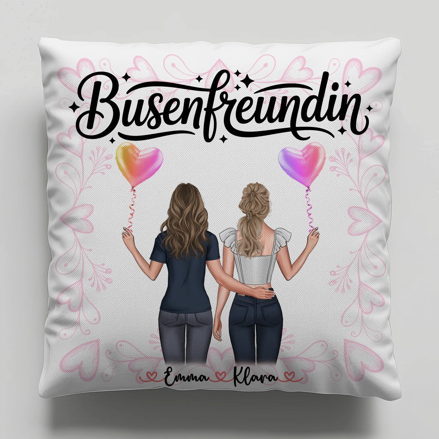 Beste Freundin Kissen Busenfreundin mit 2 Clipart Frauen, Namen & Wunschtext