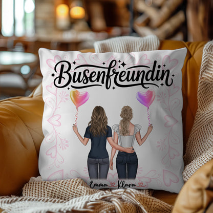 Beste Freundin Kissen Busenfreundin mit 2 Clipart Frauen, Namen & Wunschtext