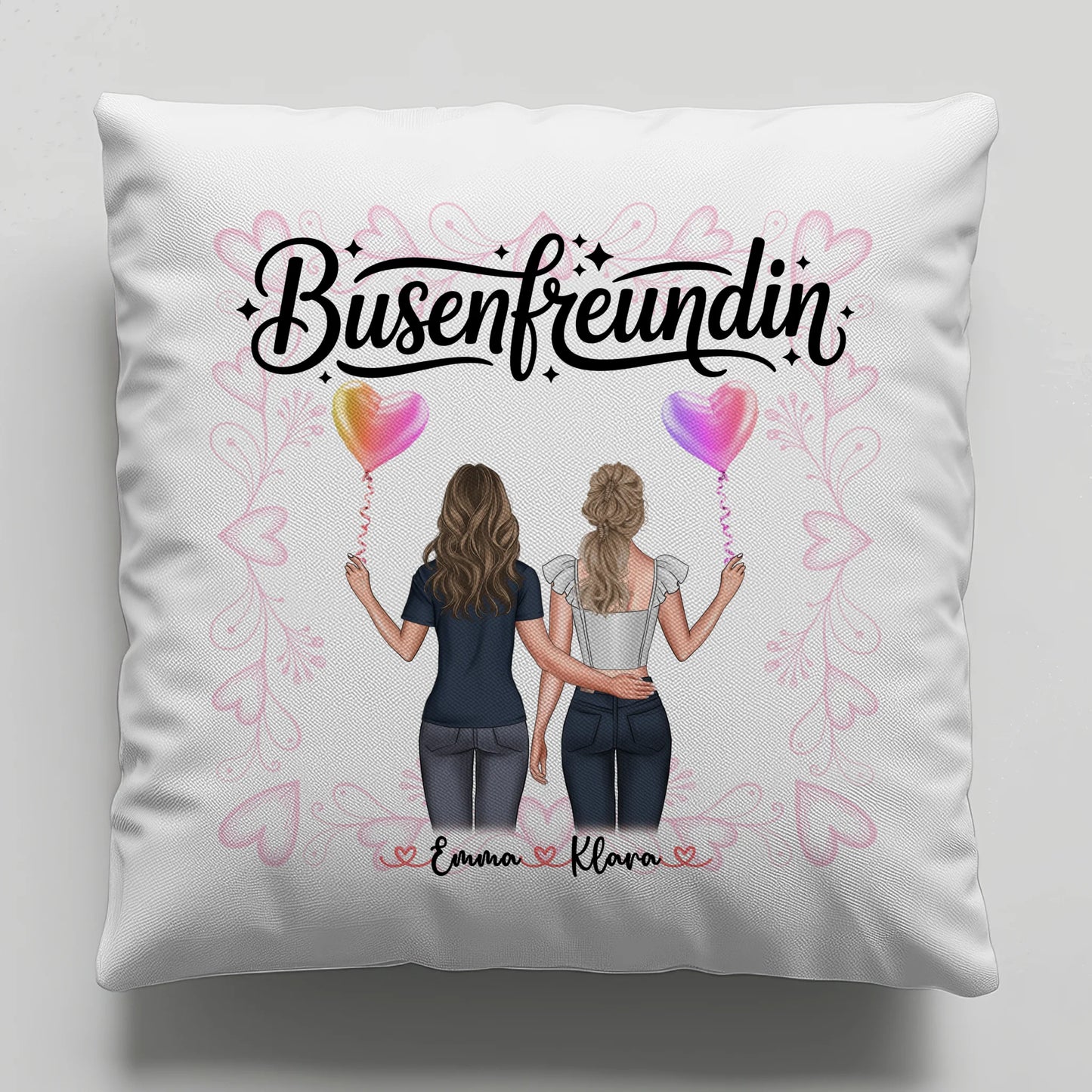Beste Freundin Kissen Busenfreundin mit 2 Clipart Frauen, Namen & Wunschtext