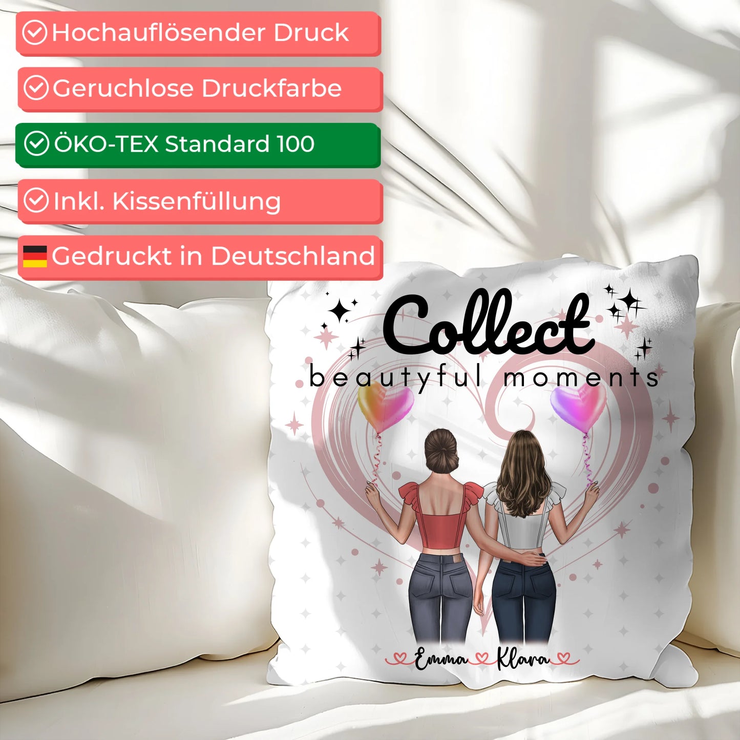 Kissen mit Foto beste Freundin personalisiert mit Namen & Spruch