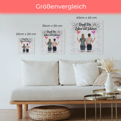 Beste Freundin Geschenk Fotoboard mit 2 Clipart Frauen, Namen & eigenem Spruch