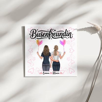 Personalisierte Freundinnen-Leinwand mit zwei Clipart-Frauen, Namen und Spruch 4