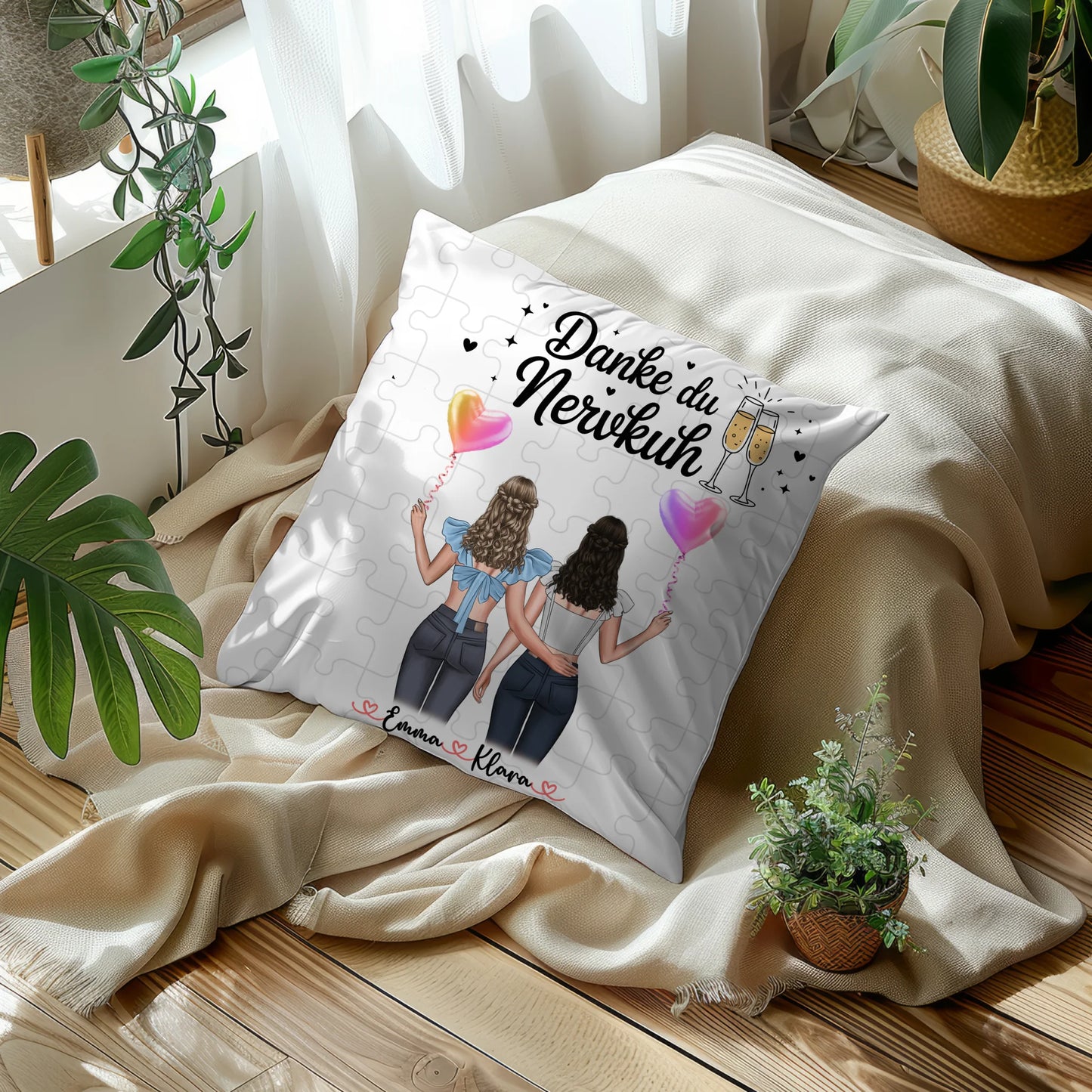 Kissen Mit Namen Beste Freundin mit Clipart & Wunschtext