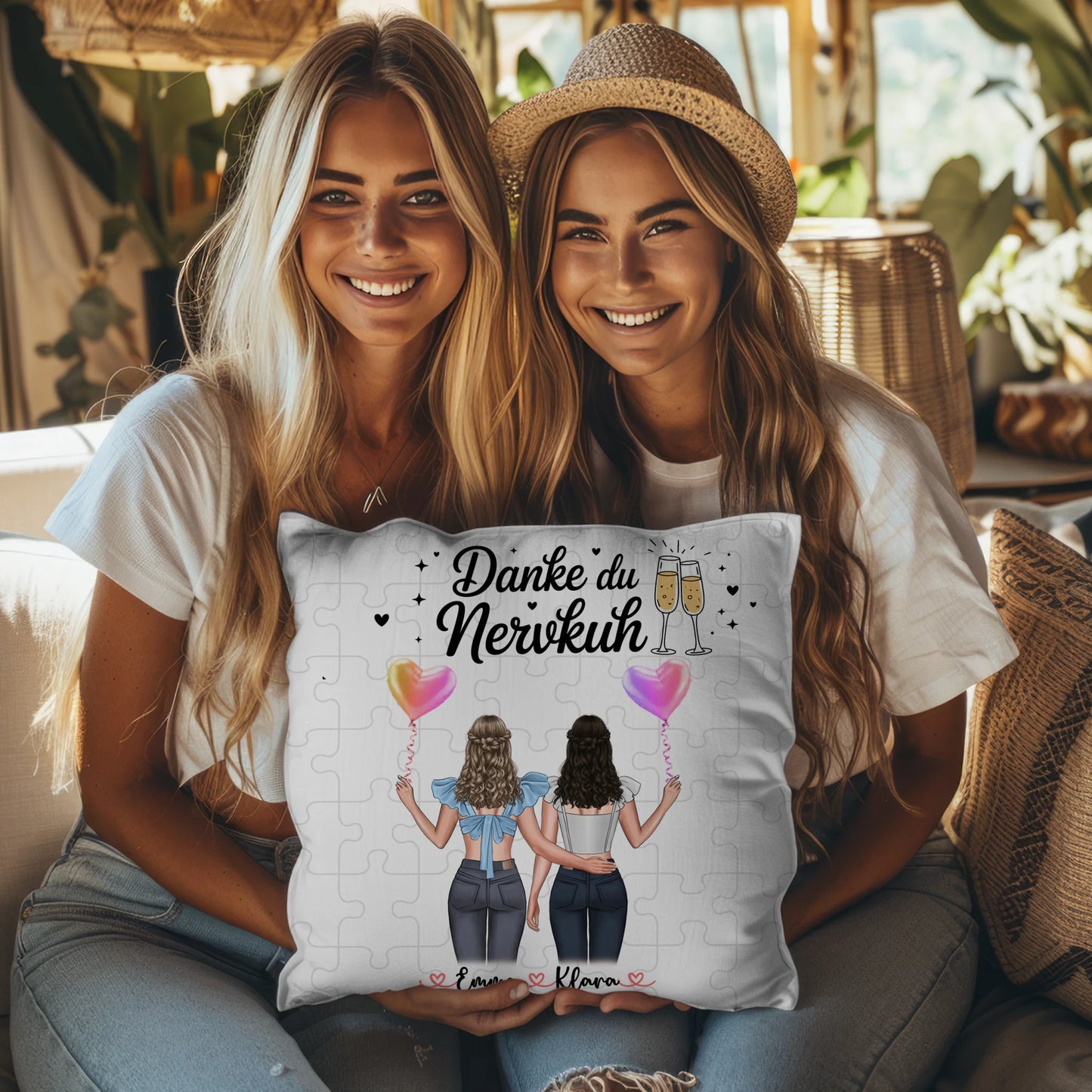 Kissen Mit Namen Beste Freundin mit Clipart & Wunschtext