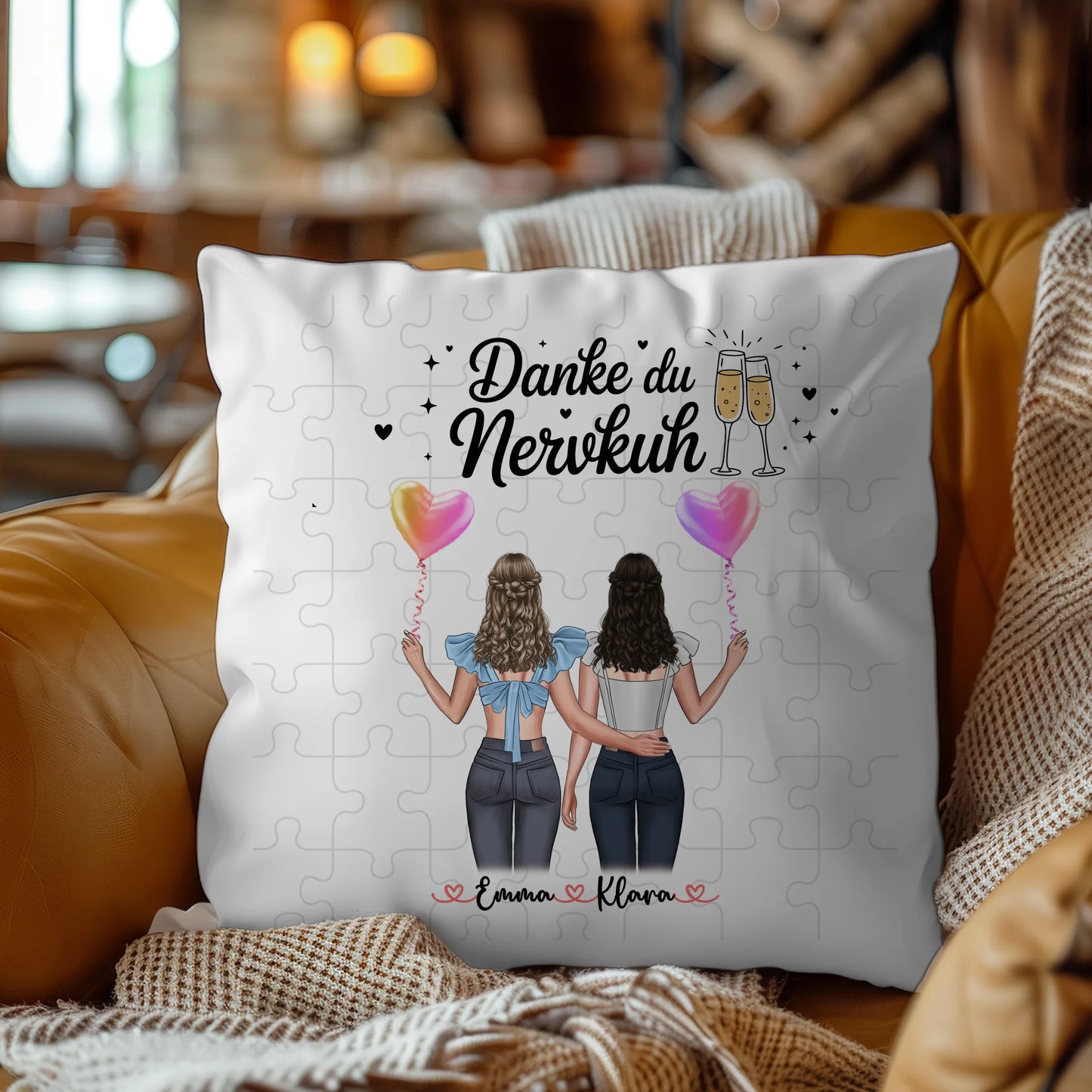 Kissen Mit Namen Beste Freundin mit Clipart & Wunschtext