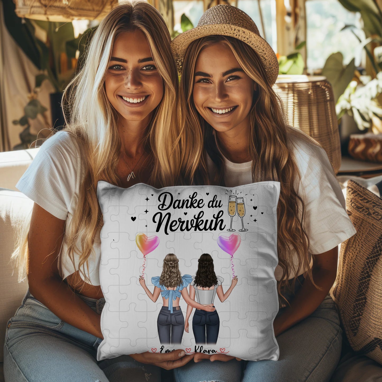 Kissen Mit Namen Beste Freundin mit Clipart & Wunschtext