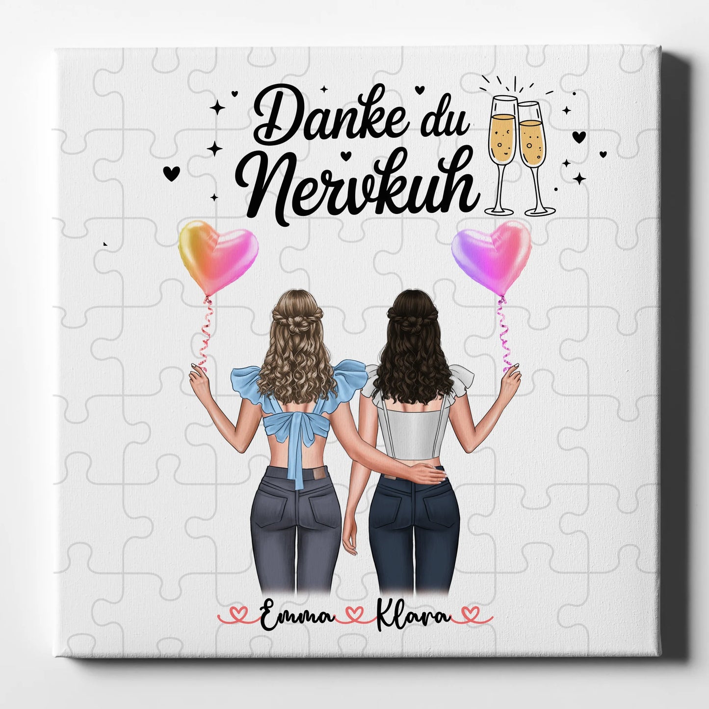 Personalisiertes Bild Freundinnen Leinwand Danke du Nervkuh 1