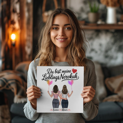 Freundinnen Bild Personalisiert 2 Frauen, Namen, Hintergrund & Spruch - Beste Freundin