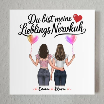 Freundinnen Bild Personalisiert 2 Frauen, Namen, Hintergrund & Spruch - Beste Freundin