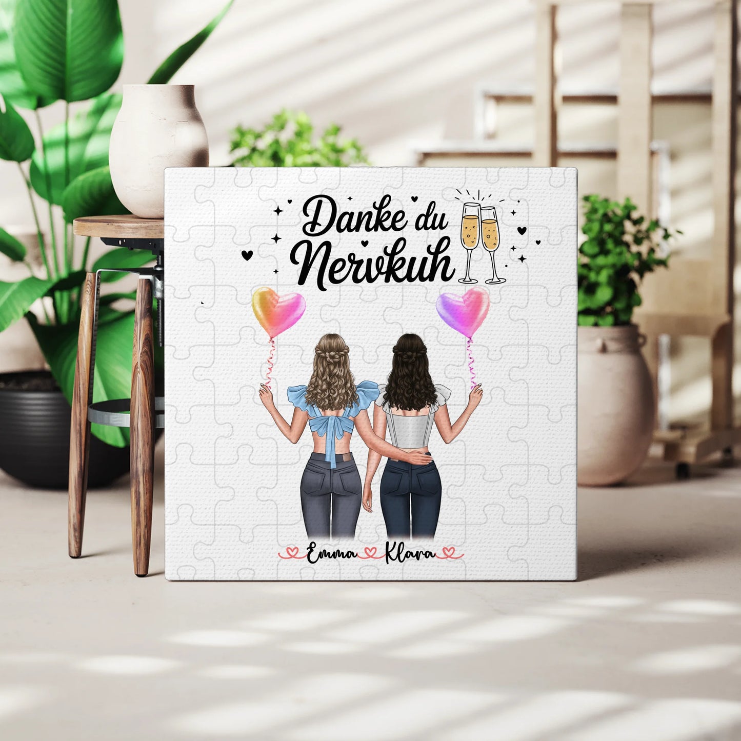 Personalisiertes Bild Freundinnen Leinwand Danke du Nervkuh 3
