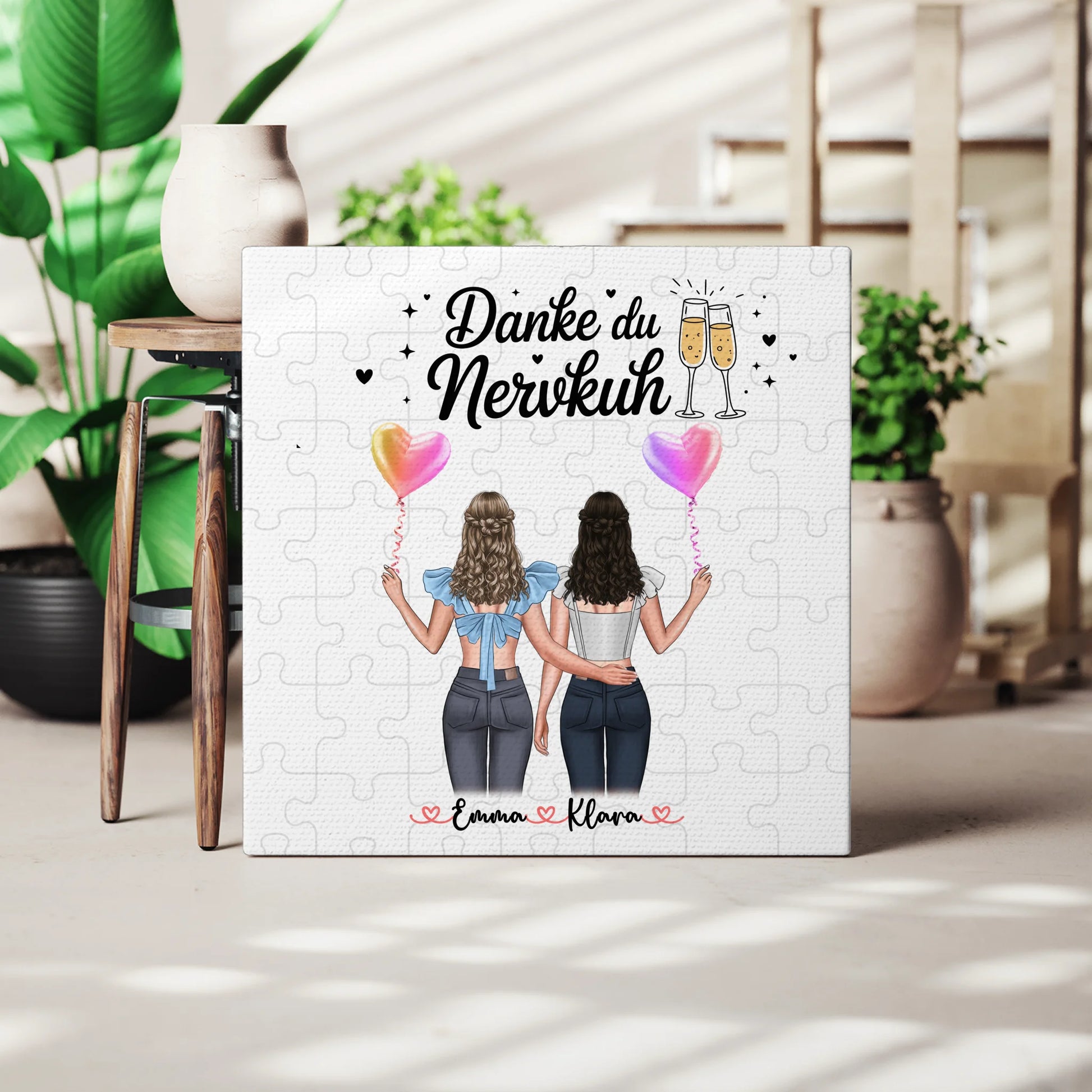 Personalisiertes Bild Freundinnen Leinwand Danke du Nervkuh 3