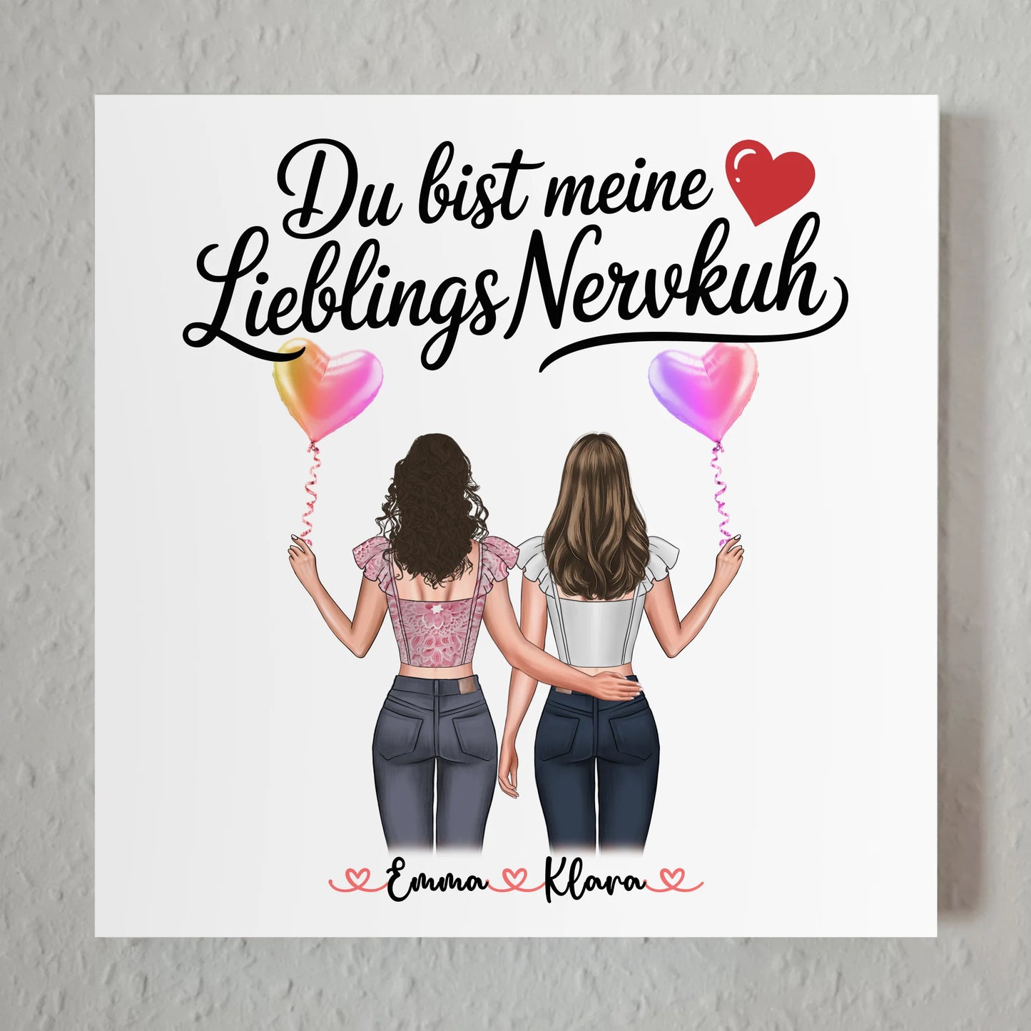 Freundinnen Bild Personalisiert 2 Frauen, Namen, Hintergrund & Spruch - Beste Freundin