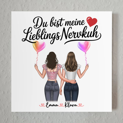 Freundinnen Bild Personalisiert 2 Frauen, Namen, Hintergrund & Spruch - Beste Freundin