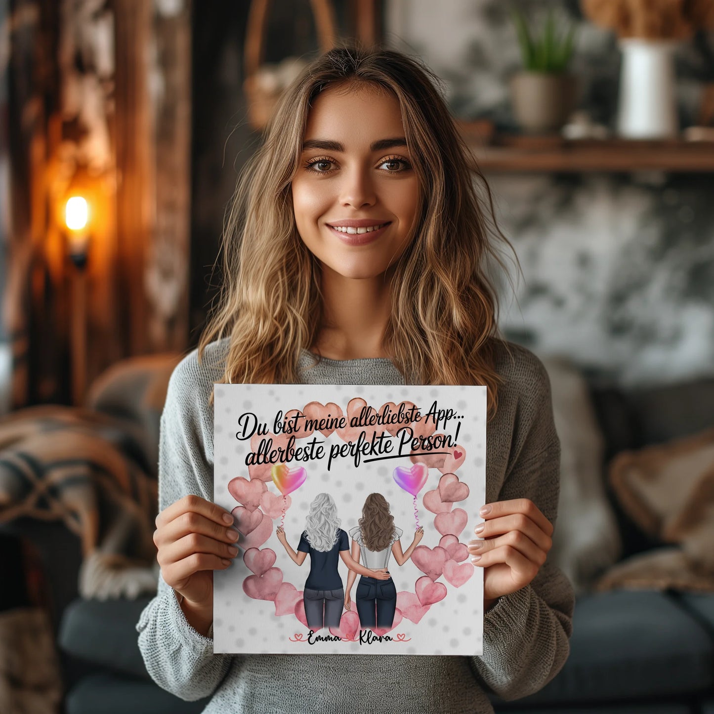 Fotoboard beste Freundin - 2 Clipart Frauen, Namen, Hintergrund und eigener Spruch